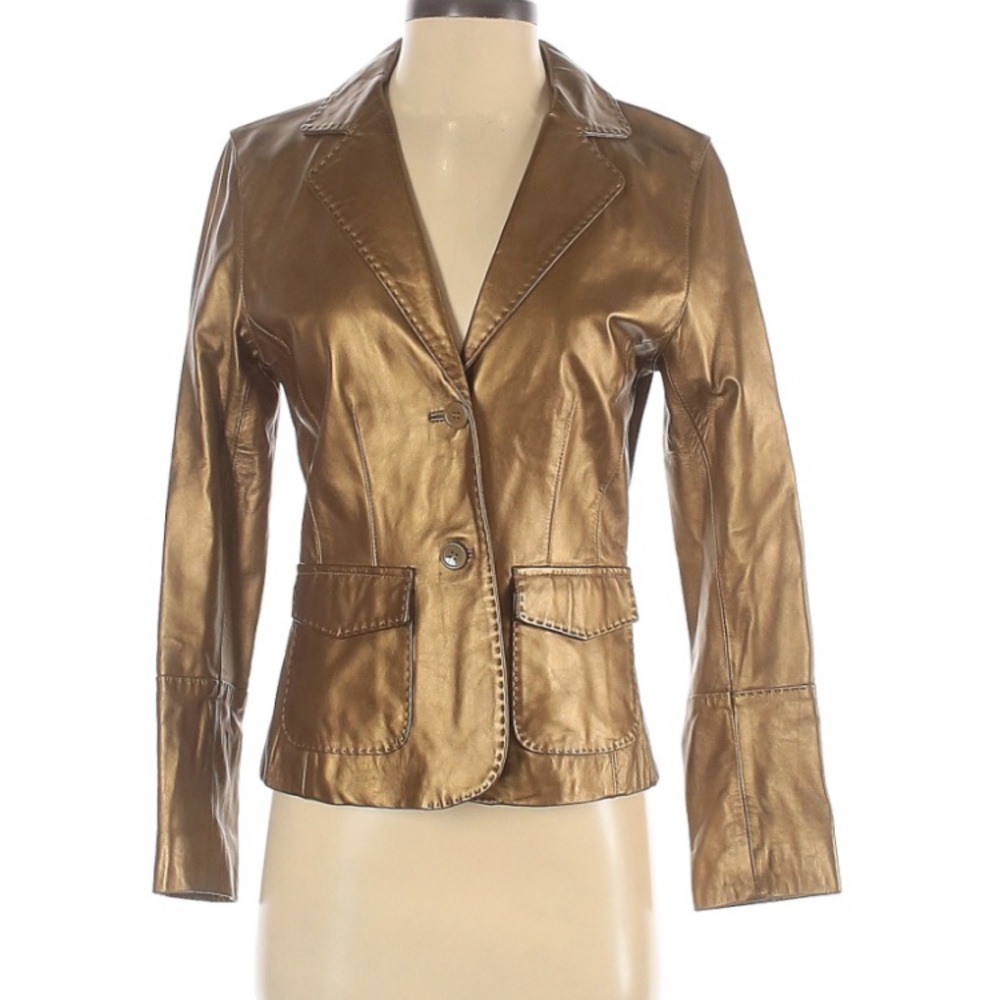 CAbi 131 gold 100% leather jacket. Size 2.
